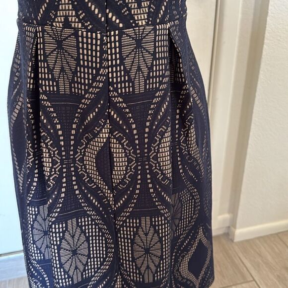 Enfocus Studio High Neck Fit & Flare Dress Size 8 Blue Beige Geometric‎ Lace - Picture 5 of 12